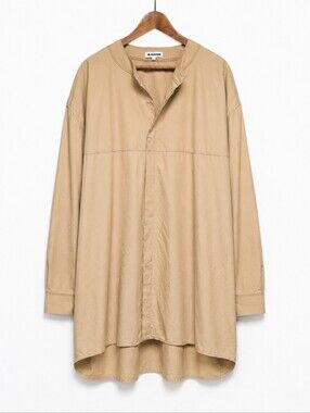 ​JIL SANDER | SS17 Runway Oversized Grandad Collar Shirt – Camel (Size IT 46/L)